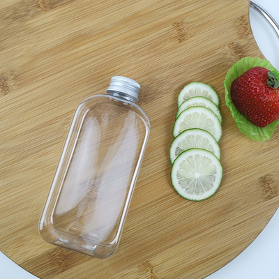 Bouteilles d'eau plates de PLA 300ml avec des chapeaux Juice Milk Plastic Smoothie Bottles