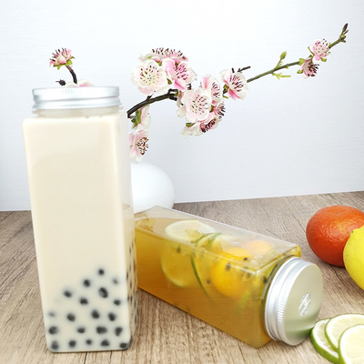 Bouteilles jetables carrées de 500 ml avec bouchons, contenants en plastique de qualité alimentaire pour boissons, huile, jus