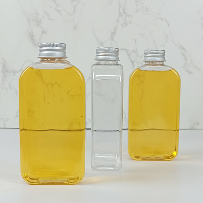 Bouteilles plates en plastique transparent de 400 ml avec bouchon à vis pour jus, lait et autres boissons