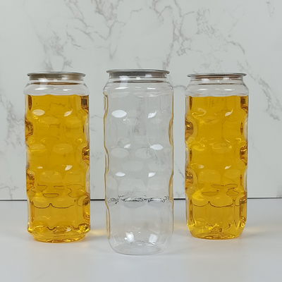 Les boissons faites maison traient les pots en plastique d'espace libre du thé 500ml avec la couverture facile de traction